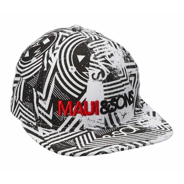 Maui & Sons Big Kids Unisex Junior Fitted Baseball Cap Black/White Front Logo 